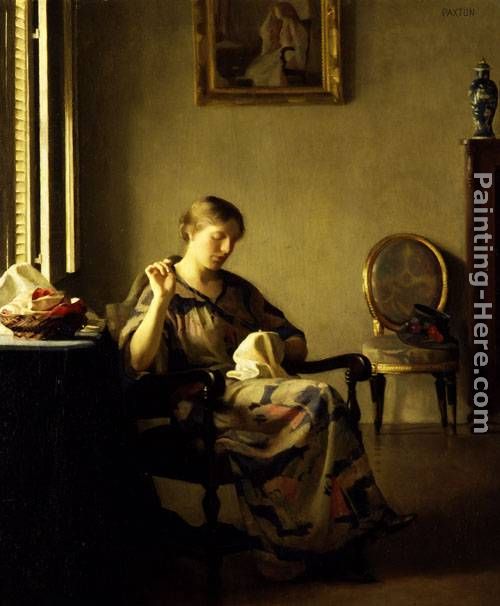 Woman Sewing painting - William McGregor Paxton Woman Sewing art painting